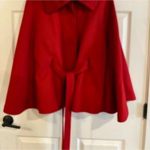 Red Wool Cape Coat Size L